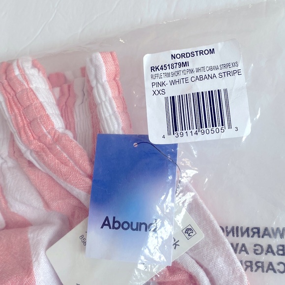 ABOUND Stripe Print Ruffle Linen Blend Shorts In Pink- White, Size XXS, NWT - Picture 4 of 5